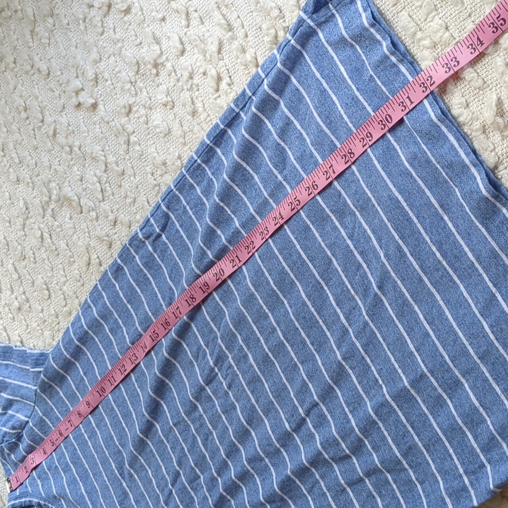 Lou & Grey Linen Blend Light Blue Stripe T Shirt Dress Small - Picture 5 of 8